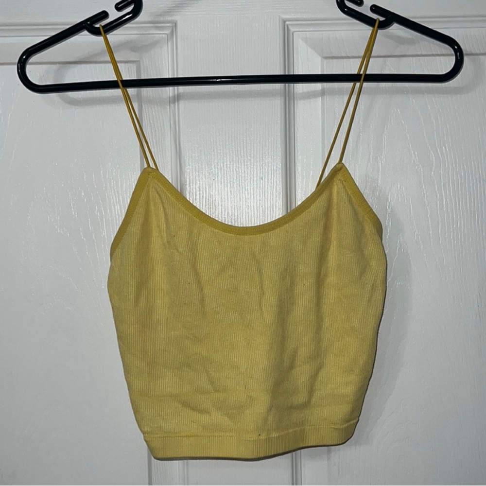 Yellow Spaghetti Strap Crop